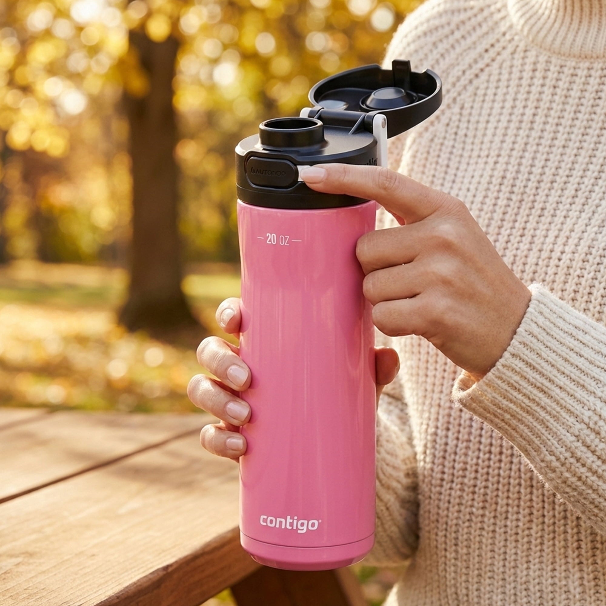 Contigo Jackson Chill 2.0 Stainless Steel Water Bottle with AUTOPOP Lid, 20 Ounces, Azalea M85Y