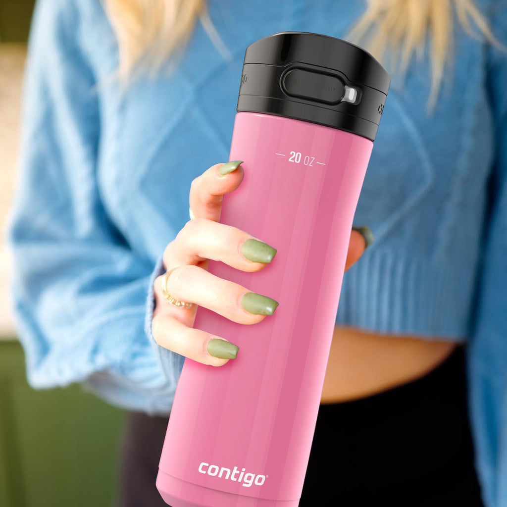 Contigo Jackson Chill 2.0 Stainless Steel Water Bottle with AUTOPOP Lid, 20 Ounces, Azalea M85Y