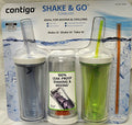 Contigo Shake &amp; Go Plastic Tumblers - Set of 3 (Green Navy &amp; Clear) M108V