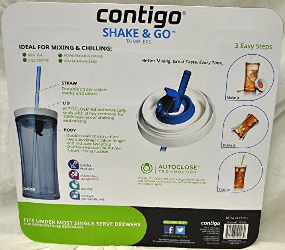Contigo Shake &amp; Go Plastic Tumblers - Set of 3 (Green Navy &amp; Clear) M108V