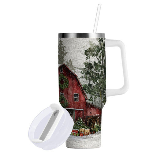 30 oz Insulated Stainless Steel Tumbler Double Wall Stainless Steel Tumbler with 2-Way Drinking Old Red Barn M592E