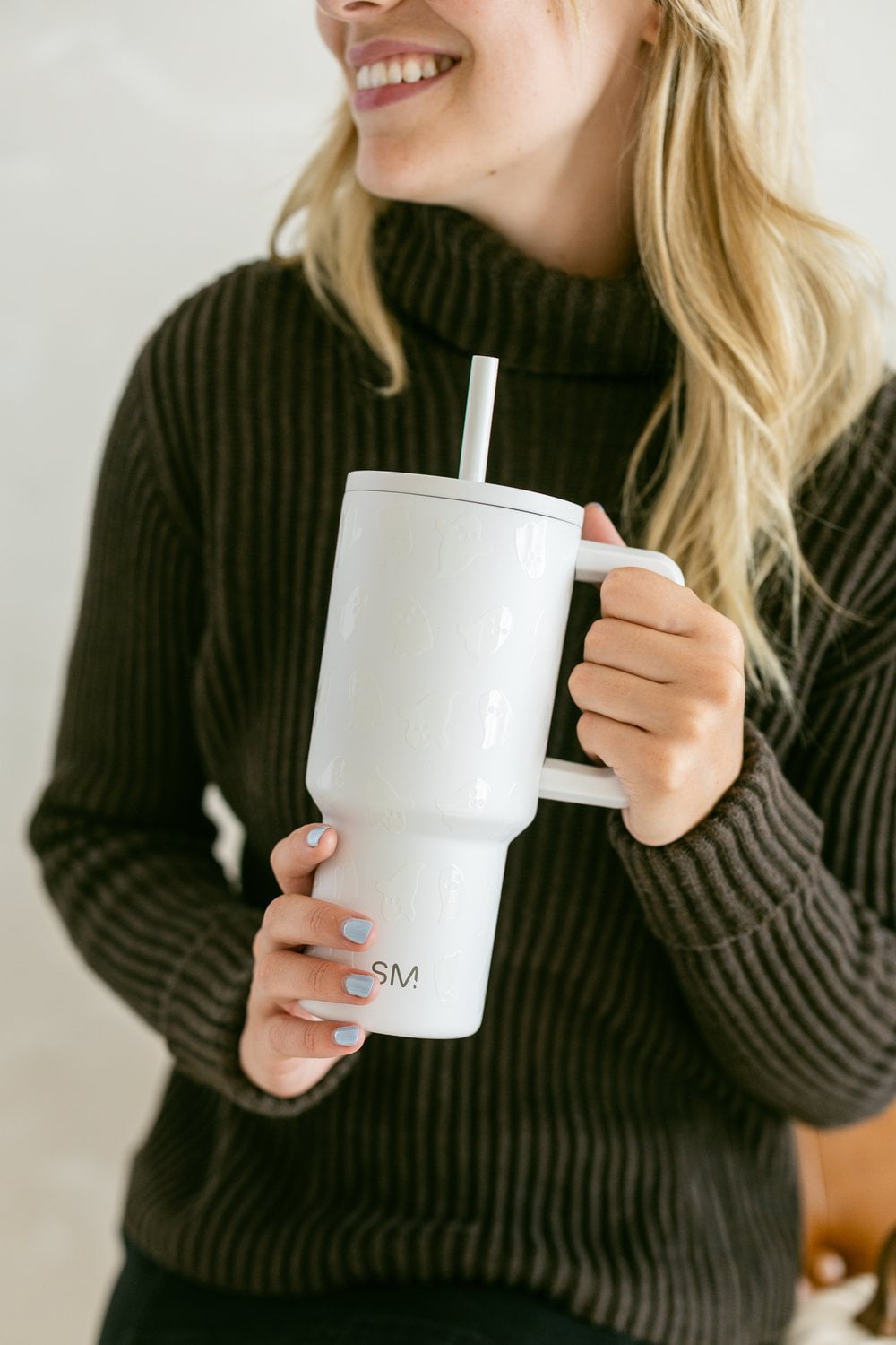 Simple Modern 30 fl oz Insulated Stainless Steel Trek Tumbler with Straw Lid | Seaglass Sage and Cream Checkmate M690P