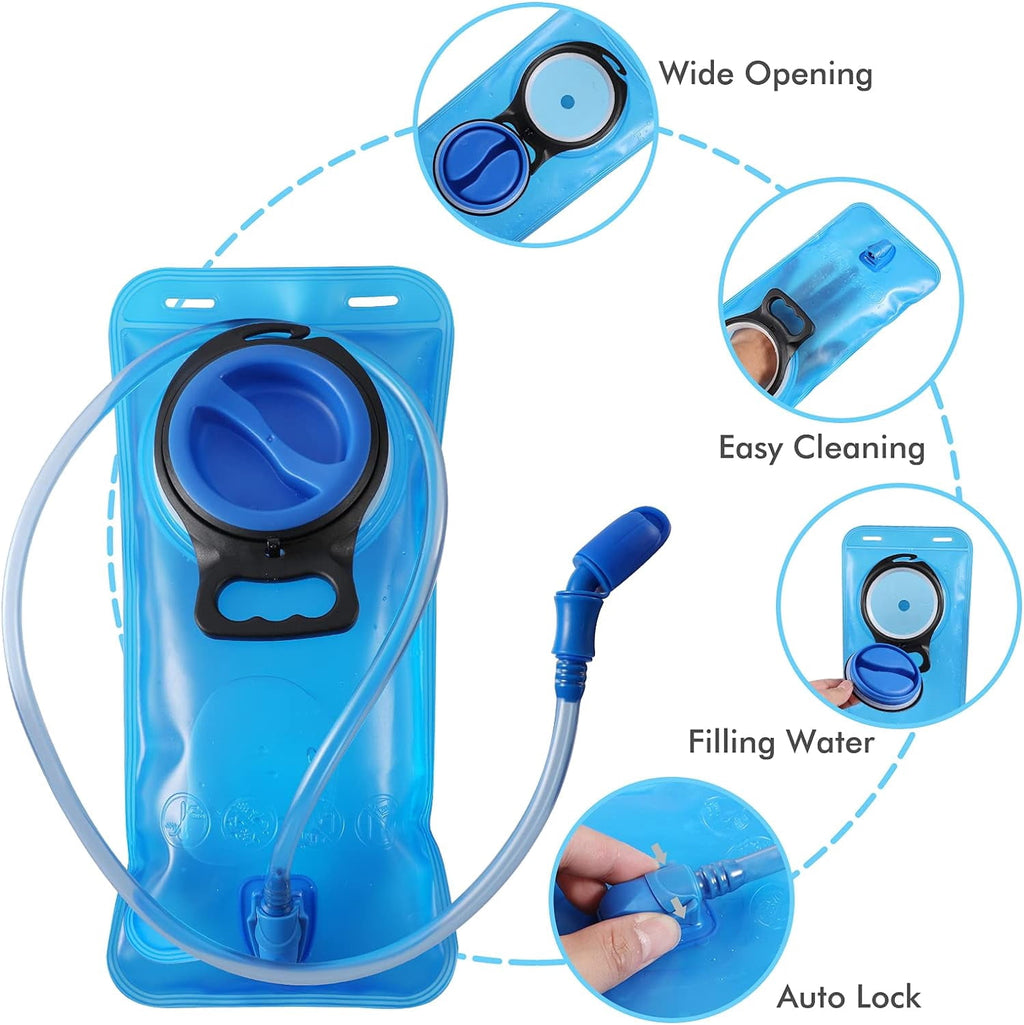 TAGVO Hydration Bladder 2 Liter BPA Free 70oz + Cleaning Brushes Kit, Leakproof Water Bladder Travel Reservoir Hydration Bag, Easy Cleaning by 3 Brushes and Air Drying by Collapsible Frame M383H