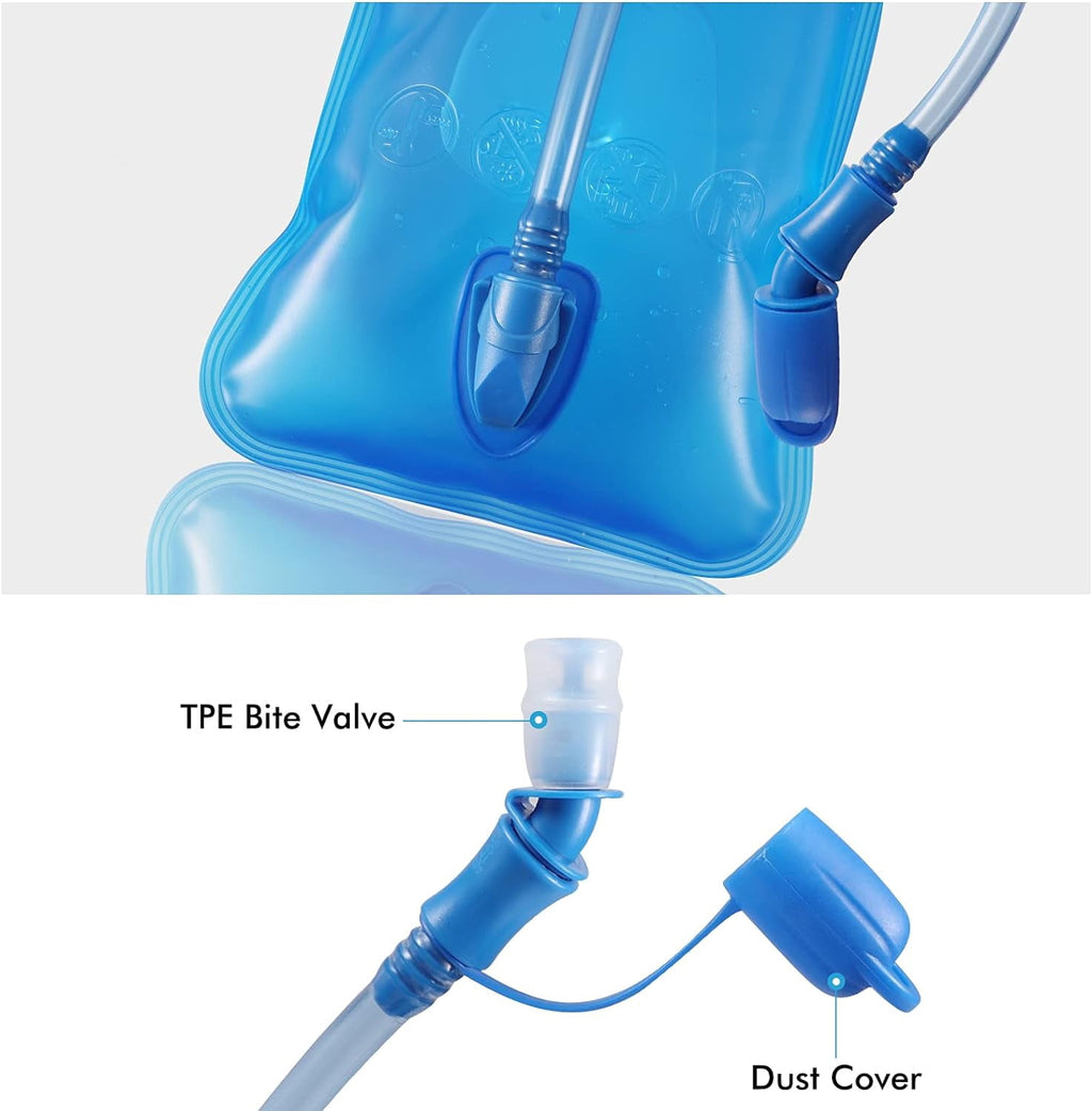 TAGVO Hydration Bladder 2 Liter BPA Free 70oz + Cleaning Brushes Kit, Leakproof Water Bladder Travel Reservoir Hydration Bag, Easy Cleaning by 3 Brushes and Air Drying by Collapsible Frame M383H