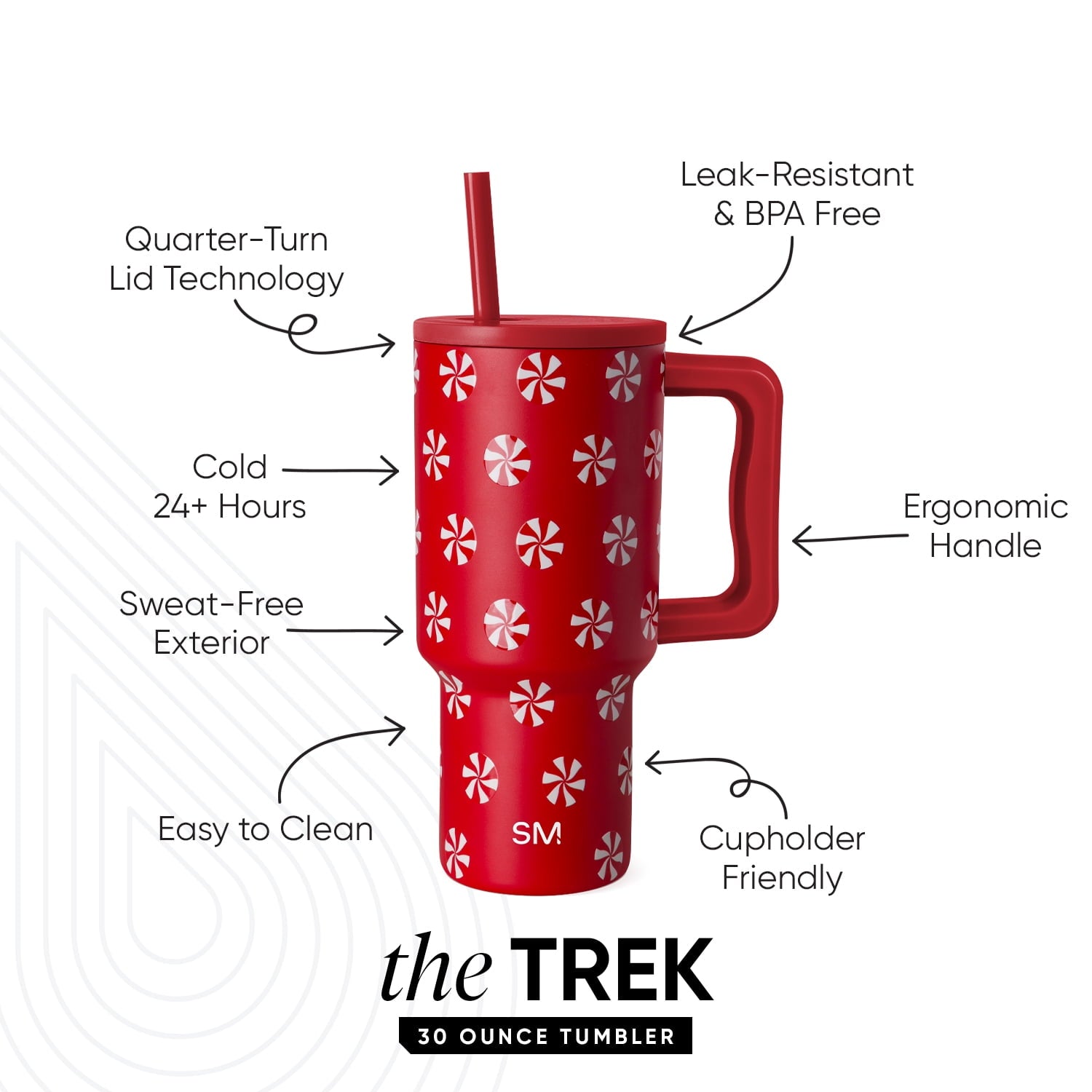 Simple Modern 30 fl oz Insulated Stainless Steel Trek Tumbler with Straw Lid | Seaglass Sage and Cream Checkmate M690P