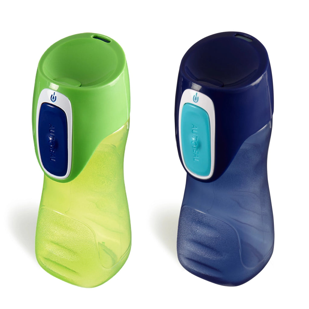 Contigo Kids Trekker Water Bottle with AUTOSEAL Lid Navy Blue and Granny Smith Green, 14 fl oz., 2-pack M123A