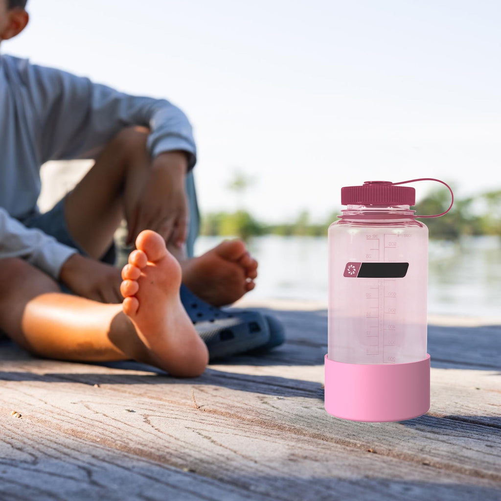 Linkidea 2 Pack Water Bottle Boot Compatible with Nalgene Sustain Wide Mouth 32oz/48oz, Narrow Mouth 32oz, Silicone Anti-Slip Bottle Bottom Bumper Protector (Light Pink) M212F