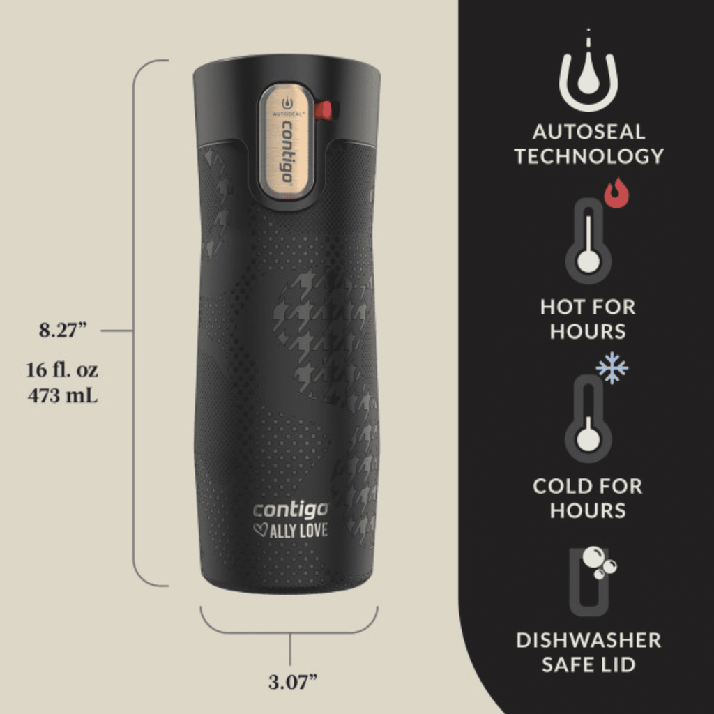 Contigo x Ally Love Autoseal West Loop Vacuum-Insulated Stainless Steel Travel Mug with Easy-Clean Lid, 16 oz, Stellar Jay M28H