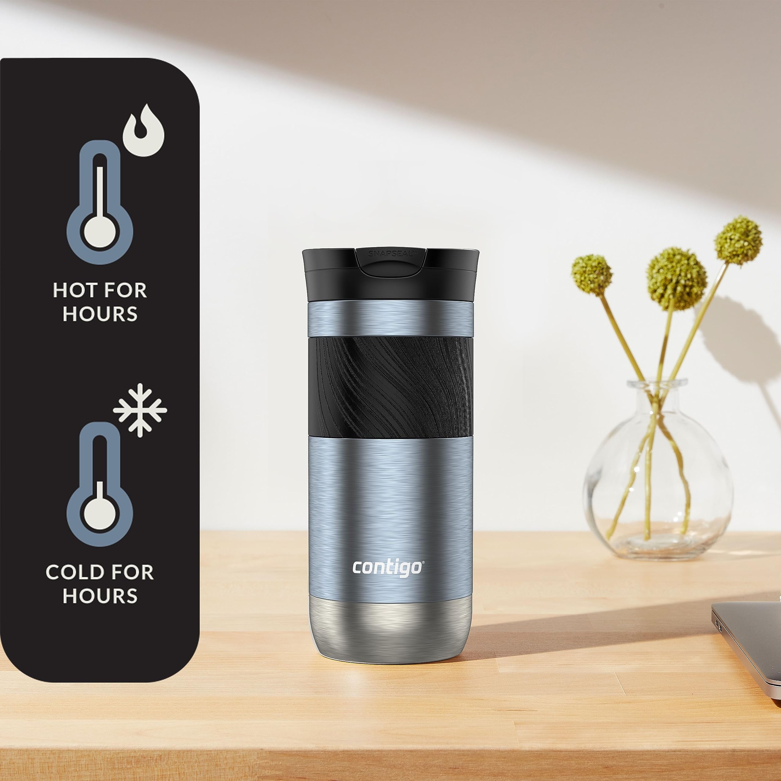 Contigo Byron 2.0 Stainless Steel Travel Mug with SNAPSEAL Lid and Grip, 16oz. M50B