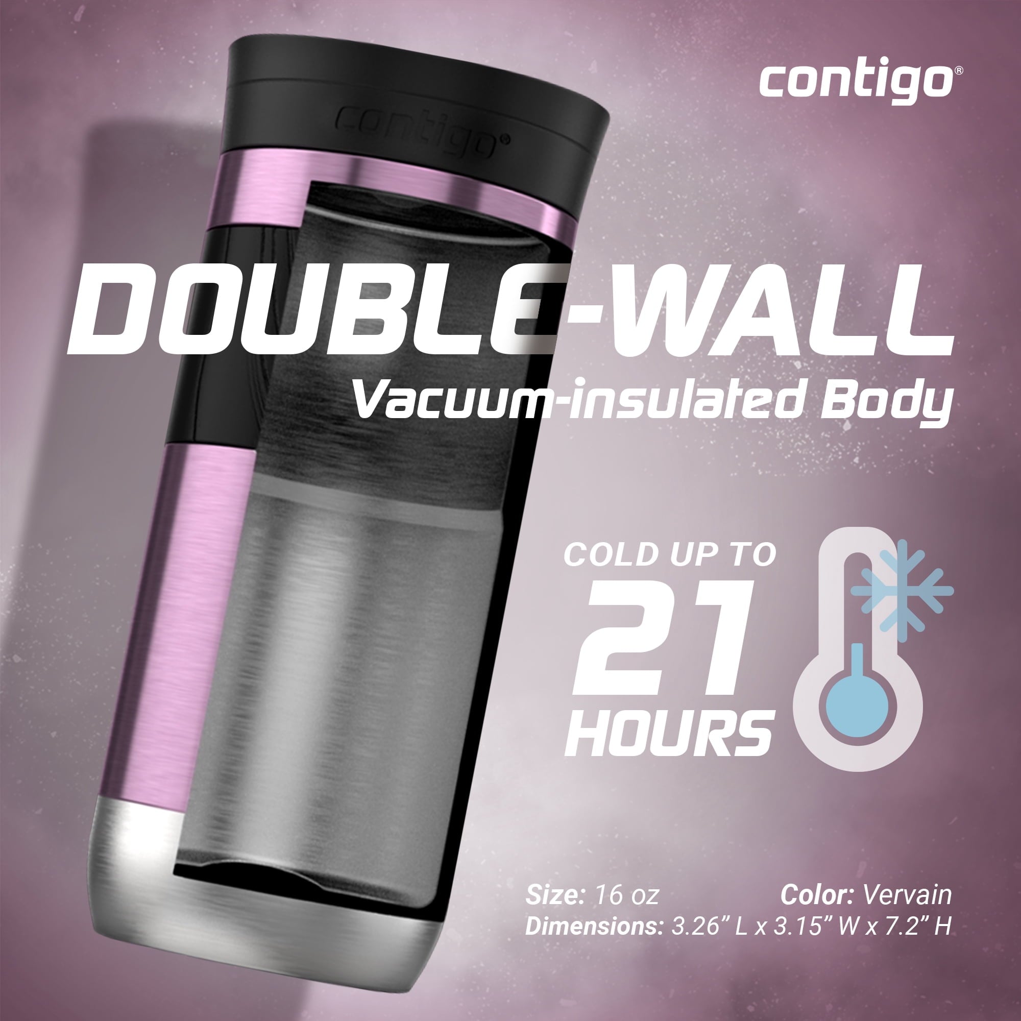 Contigo Byron 2.0 Stainless Steel Travel Mug with SNAPSEAL Lid and Grip, 16oz. M50B