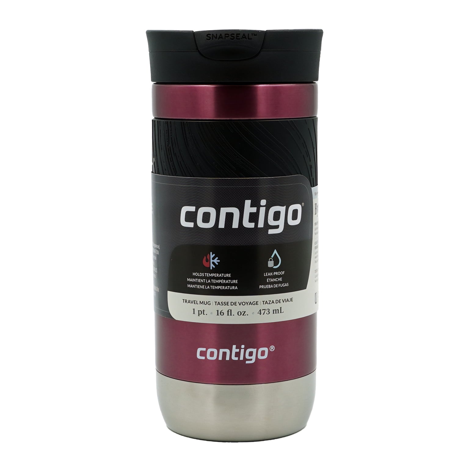 Contigo Byron 2.0 Stainless Steel Travel Mug with SNAPSEAL Lid and Grip, 16oz. M50B