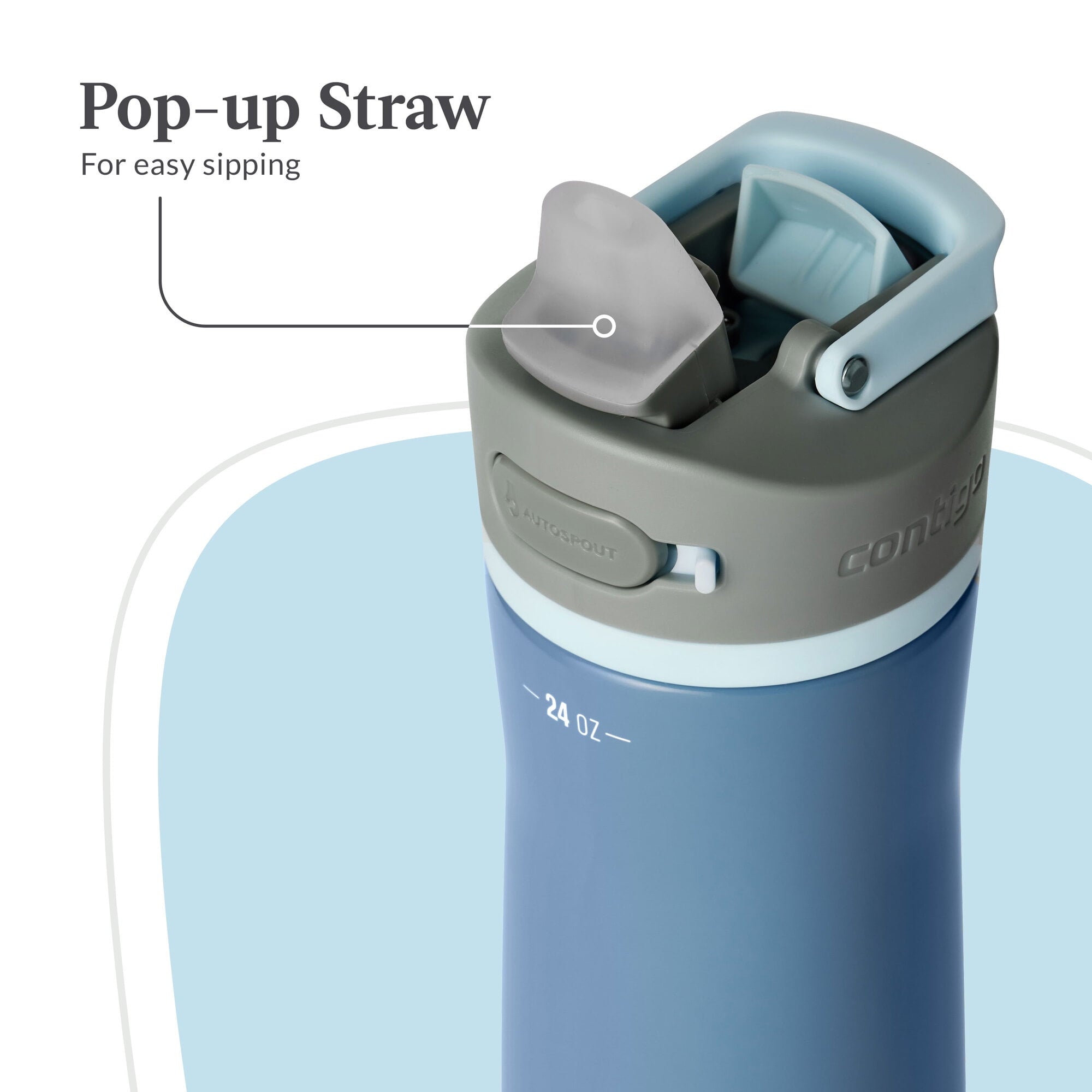 Contigo® Wells Chill Stainless Steel Filter Water Bottle with AUTOSPOUT® Straw Lid, 24 oz., Dark Ice M90C