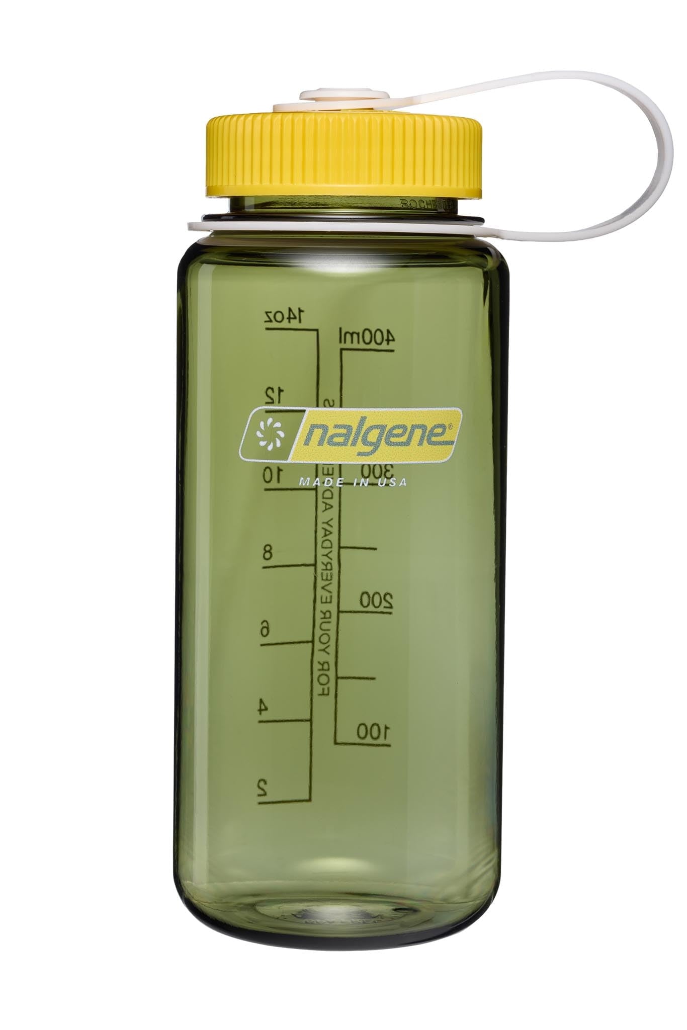 Nalgene 16oz Wide Mouth Water Bottle BPA-Free USA Made, Oil Green + Freesia M145W