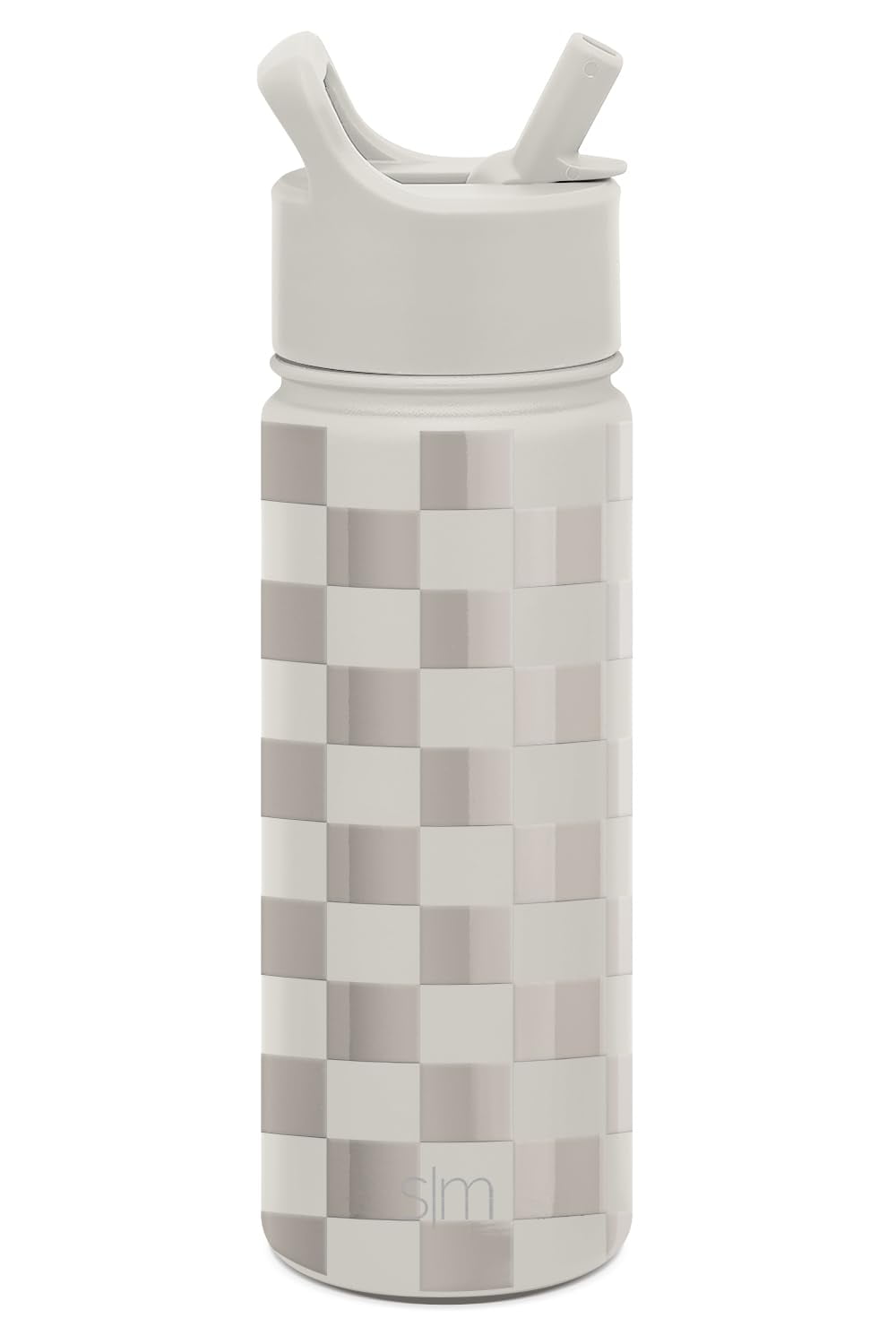 Simple Modern Kids Water Bottle with Straw Lid Vacuum Insulated Stainless Steel Metal Thermos Bottles | Reusable Leak Proof BPA-Free Flask for School | Summit Collection | 18oz, Checkmate M433X