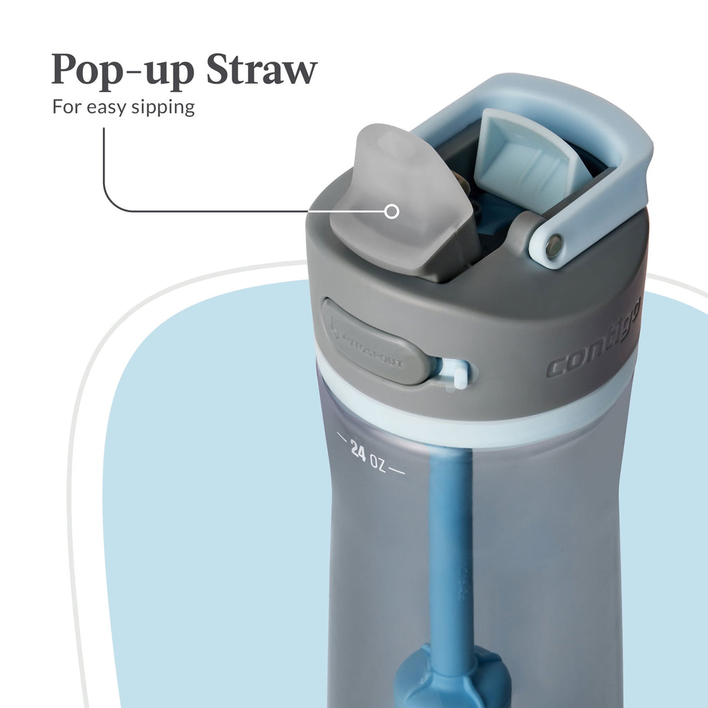 Contigo® Wells Plastic Filter Water Bottle with AUTOSPOUT® Straw Lid, 24 Oz., Dark Ice M58U