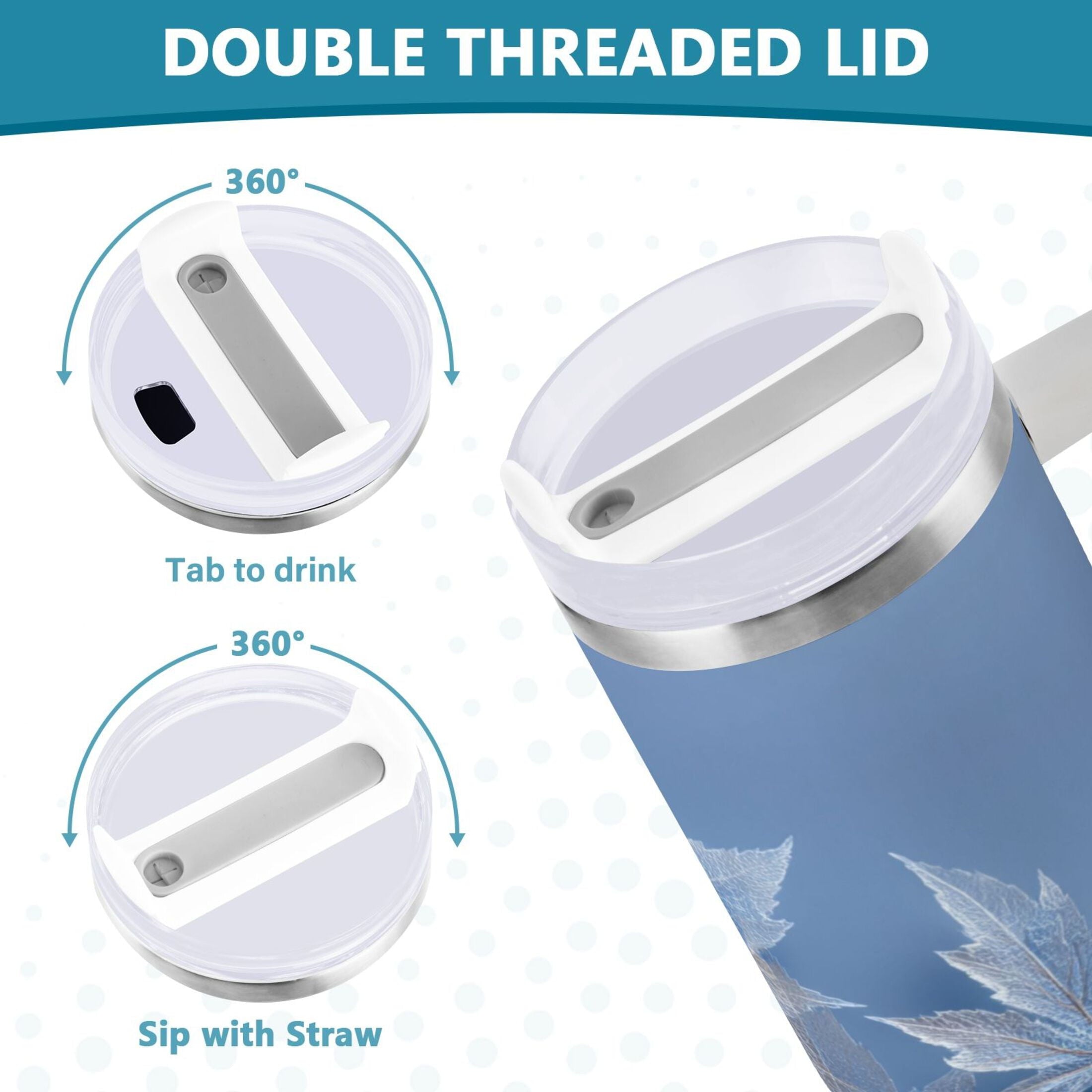30 oz Insulated Stainless Steel Tumbler Double Wall Stainless Steel Tumbler with 2-Way Drinking Glass Mapleleaves M491U