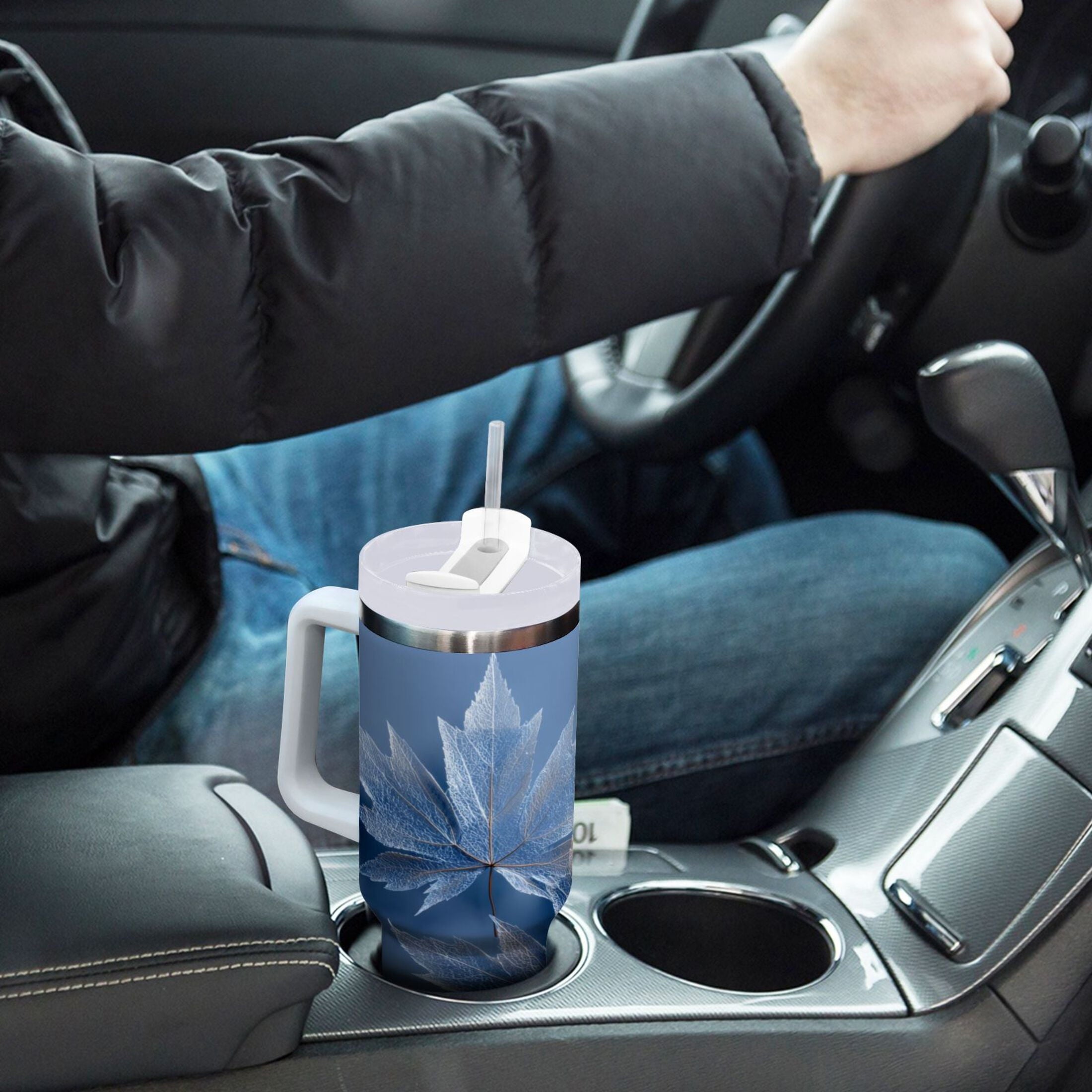 30 oz Insulated Stainless Steel Tumbler Double Wall Stainless Steel Tumbler with 2-Way Drinking Glass Mapleleaves M491U