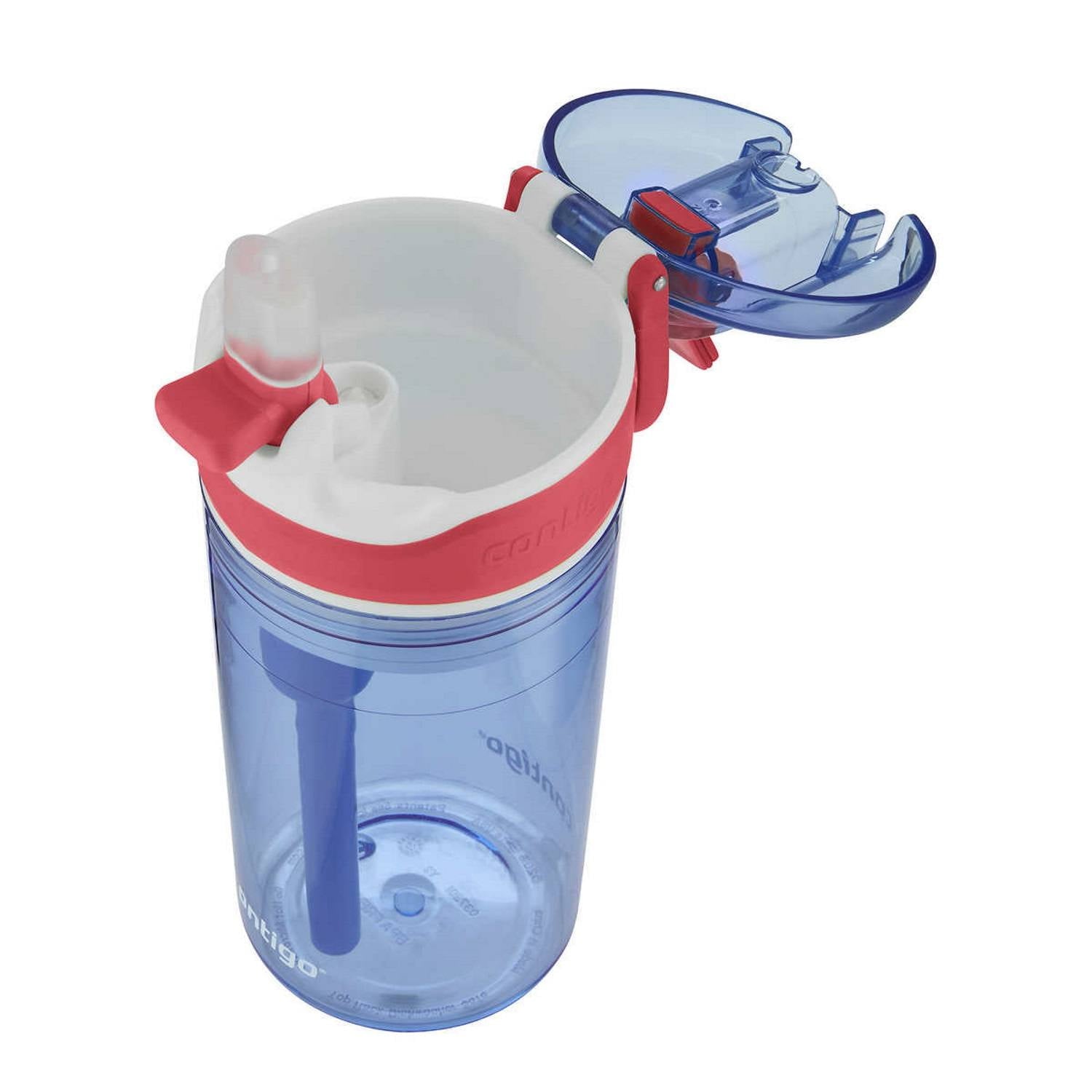 Contigo Kids 2-in-1 Snack Hero Tumbler Featuring 4oz Snack Holder Stacked on Top of 13oz Water Bottle - BPA Free, Durable Tritan w/Flexible Carry Handle &amp; Spill-Proof Valve, Purple &amp; Pink – 2 Pack M40S