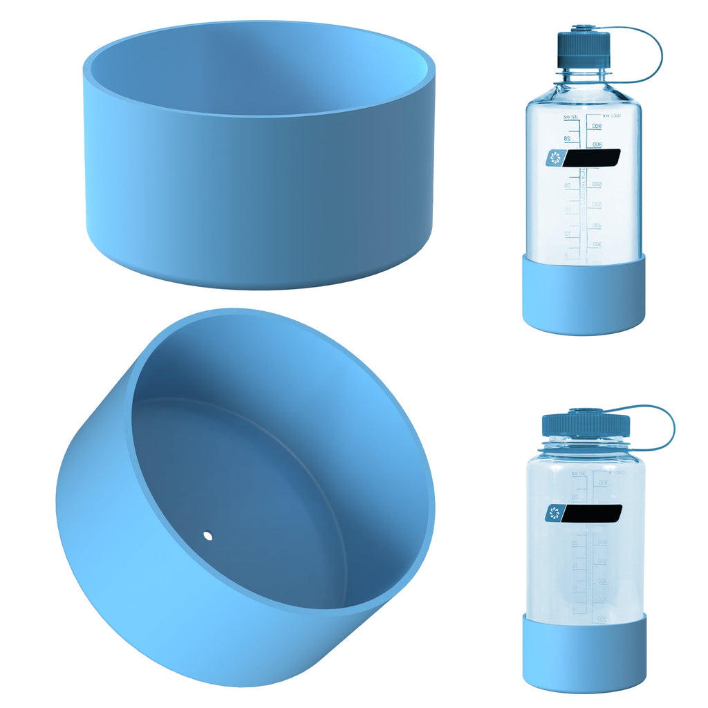 Linkidea 2 Pack Water Bottle Boot Compatible with Nalgene Sustain Wide Mouth 32oz/48oz, Narrow Mouth 32oz, Silicone Anti-Slip Bottle Bottom Bumper Protector (Blue) M209Q