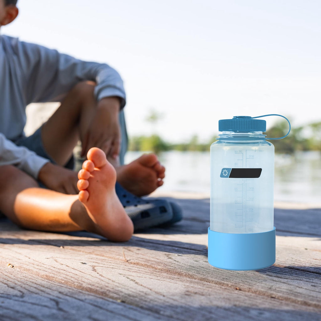 Linkidea 2 Pack Water Bottle Boot Compatible with Nalgene Sustain Wide Mouth 32oz/48oz, Narrow Mouth 32oz, Silicone Anti-Slip Bottle Bottom Bumper Protector (Blue) M209Q