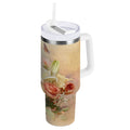 30 oz Insulated Stainless Steel Tumbler Double Wall Stainless Steel Tumbler with 2-Way Drinking Beautiful Floral Bouquet M477V
