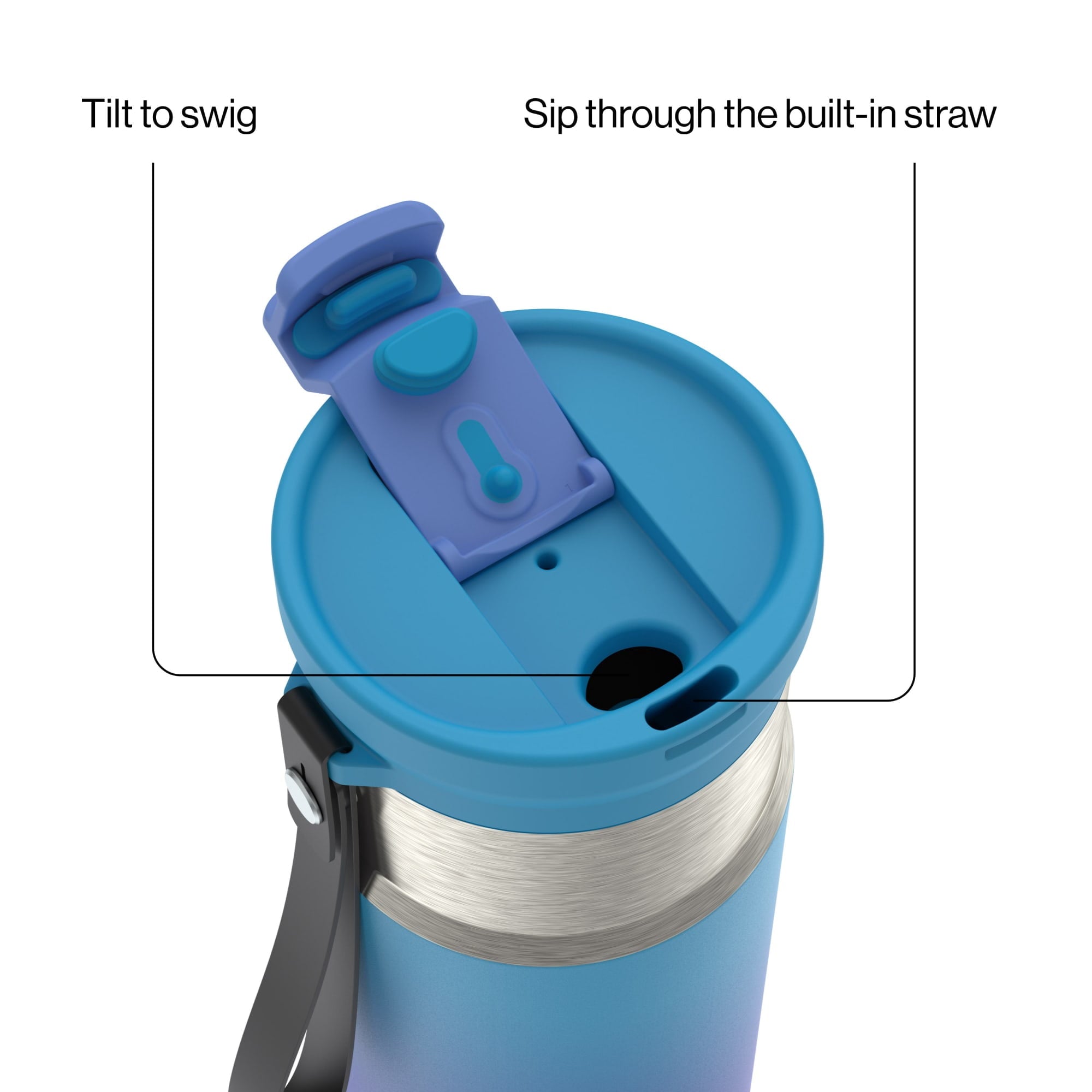Contigo DualSip 16 oz Compact Leakproof Insulated Water Bottle with 2-Way Lid M49H