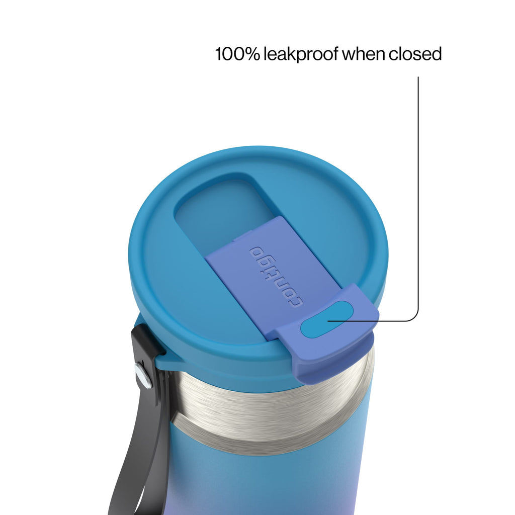 Contigo DualSip 16 oz Compact Leakproof Insulated Water Bottle with 2-Way Lid M49H