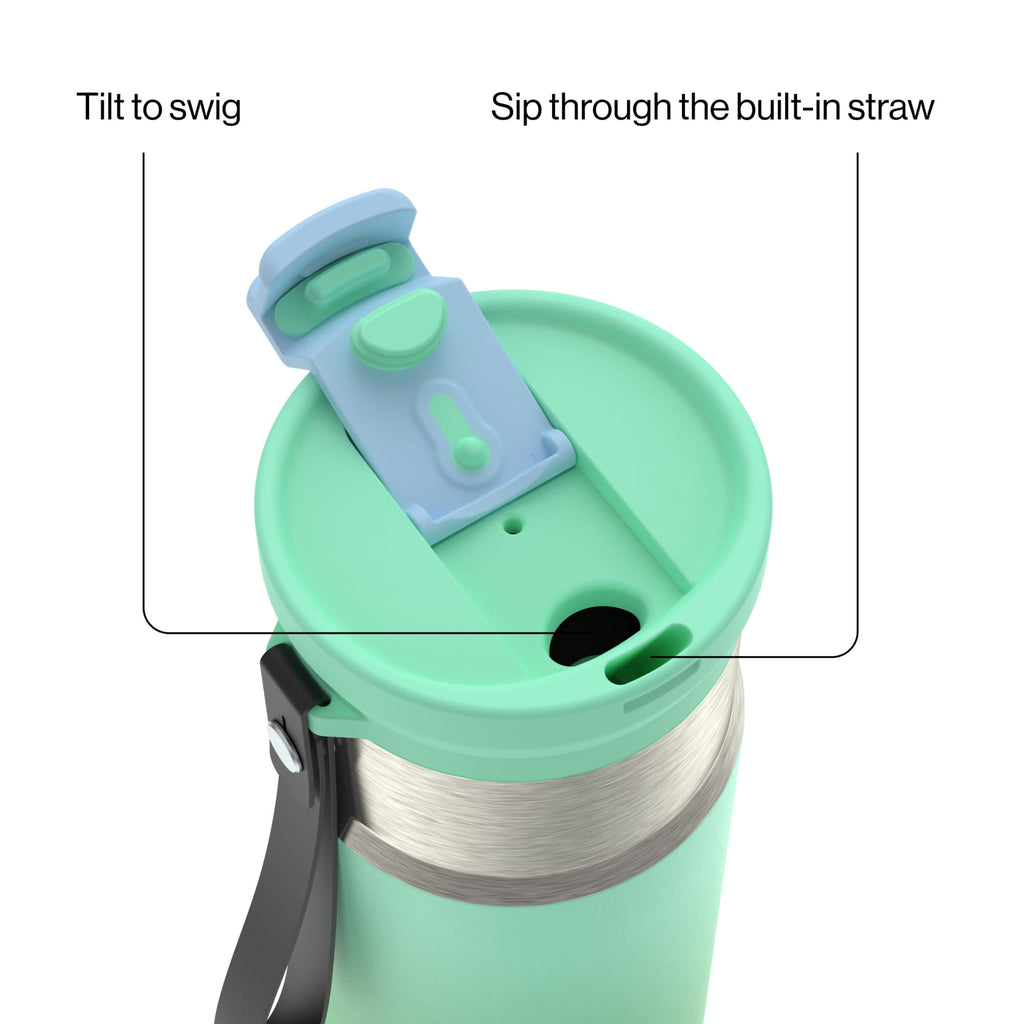 Contigo DualSip 16 oz Compact Leakproof Insulated Water Bottle with 2-Way Lid M49H