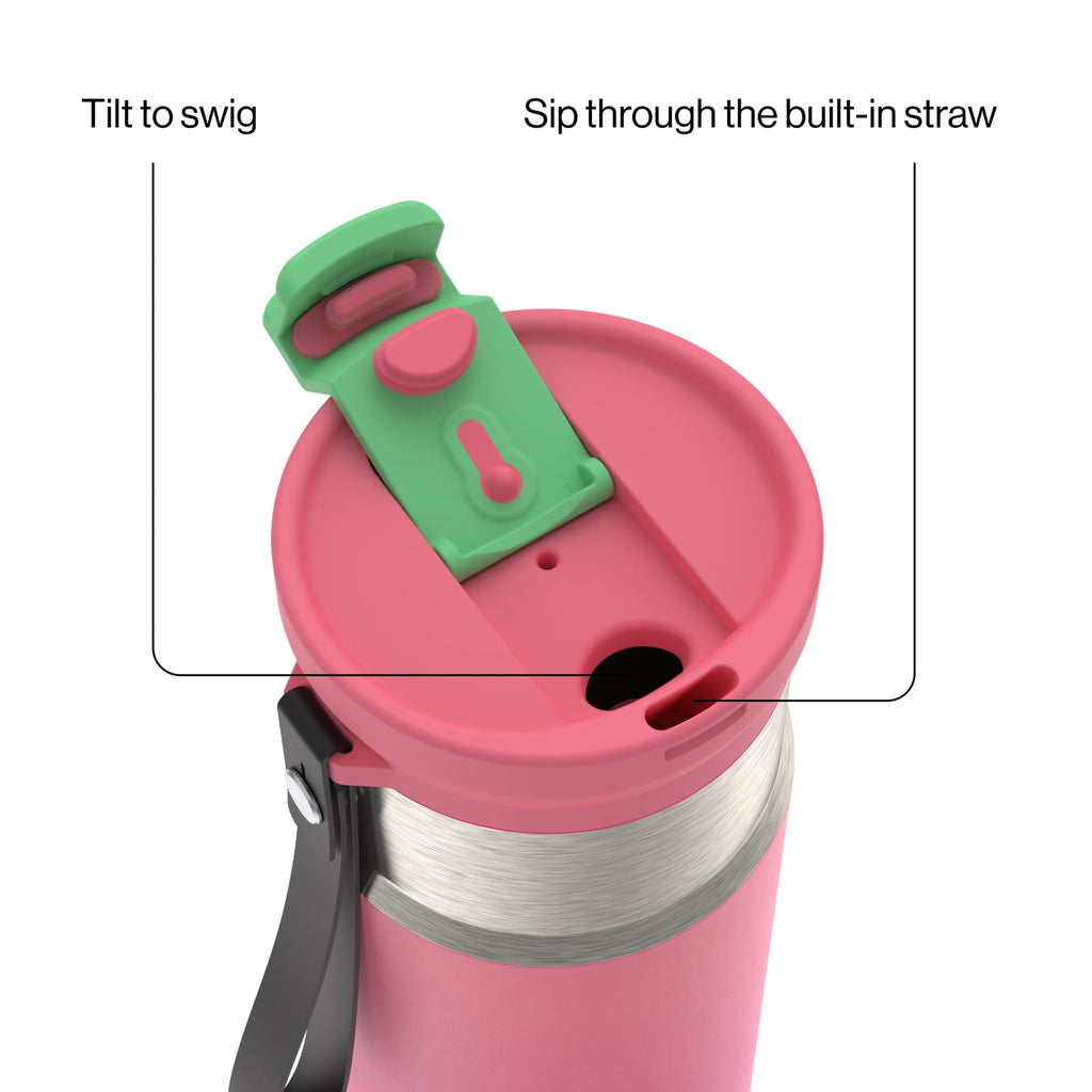 Contigo DualSip 16 oz Compact Leakproof Insulated Water Bottle with 2-Way Lid M49H