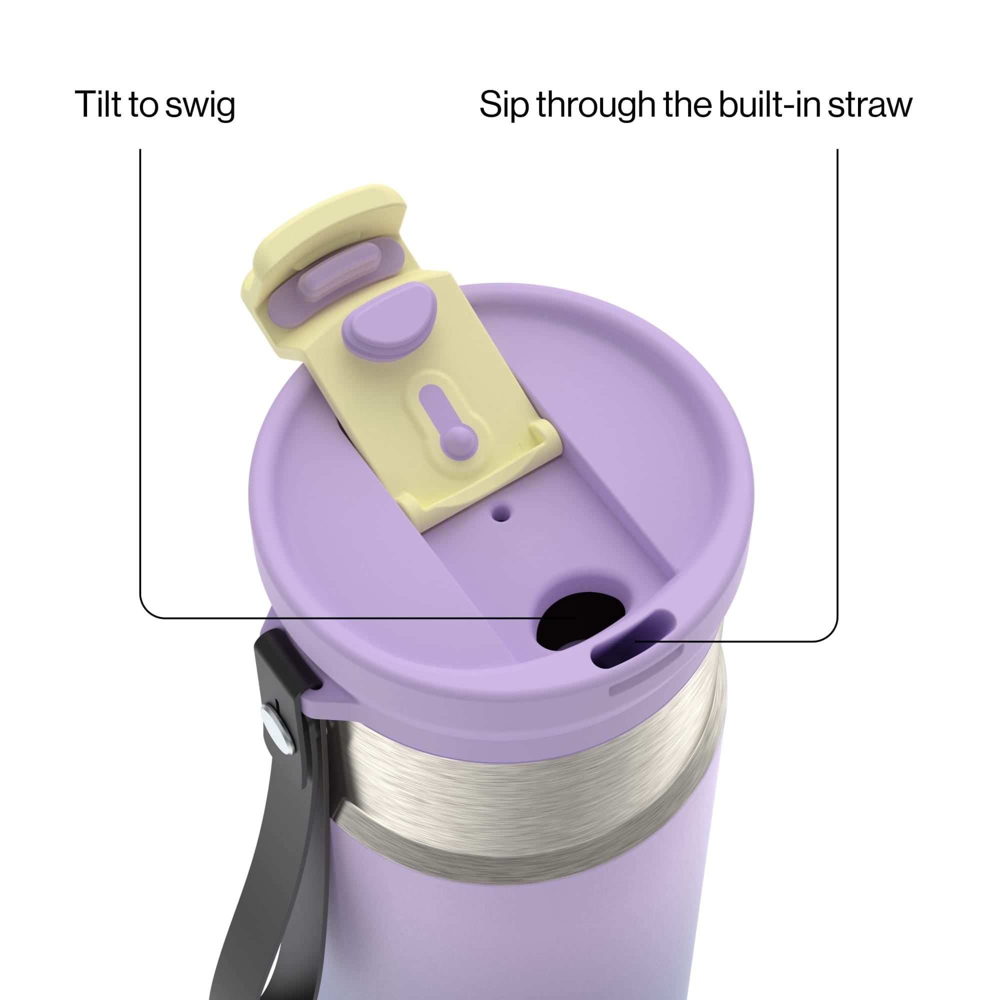 Contigo DualSip 16 oz Compact Leakproof Insulated Water Bottle with 2-Way Lid M49H