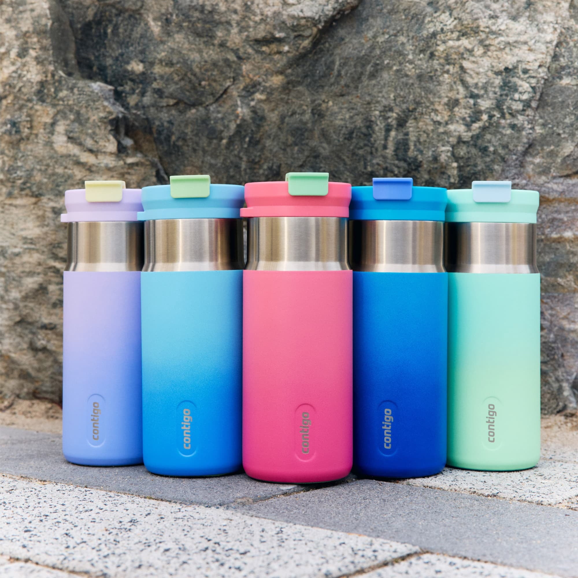 Contigo DualSip 16 oz Compact Leakproof Insulated Water Bottle with 2-Way Lid M49H