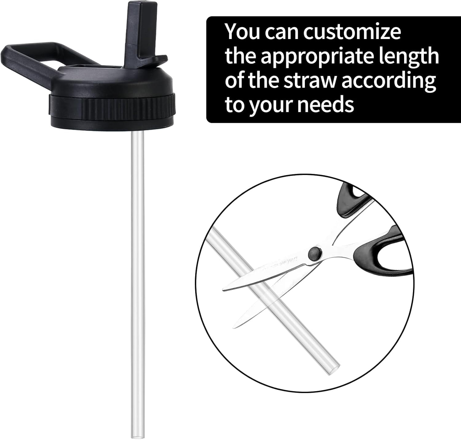 Straw Lid Compatible with Nalgene Water Bottles, BPA-Free Straws Lid with Handle for Nalgene Wide Mouth, Replacement Bottle Cap Accessories with Straws and Straw Brush M223U