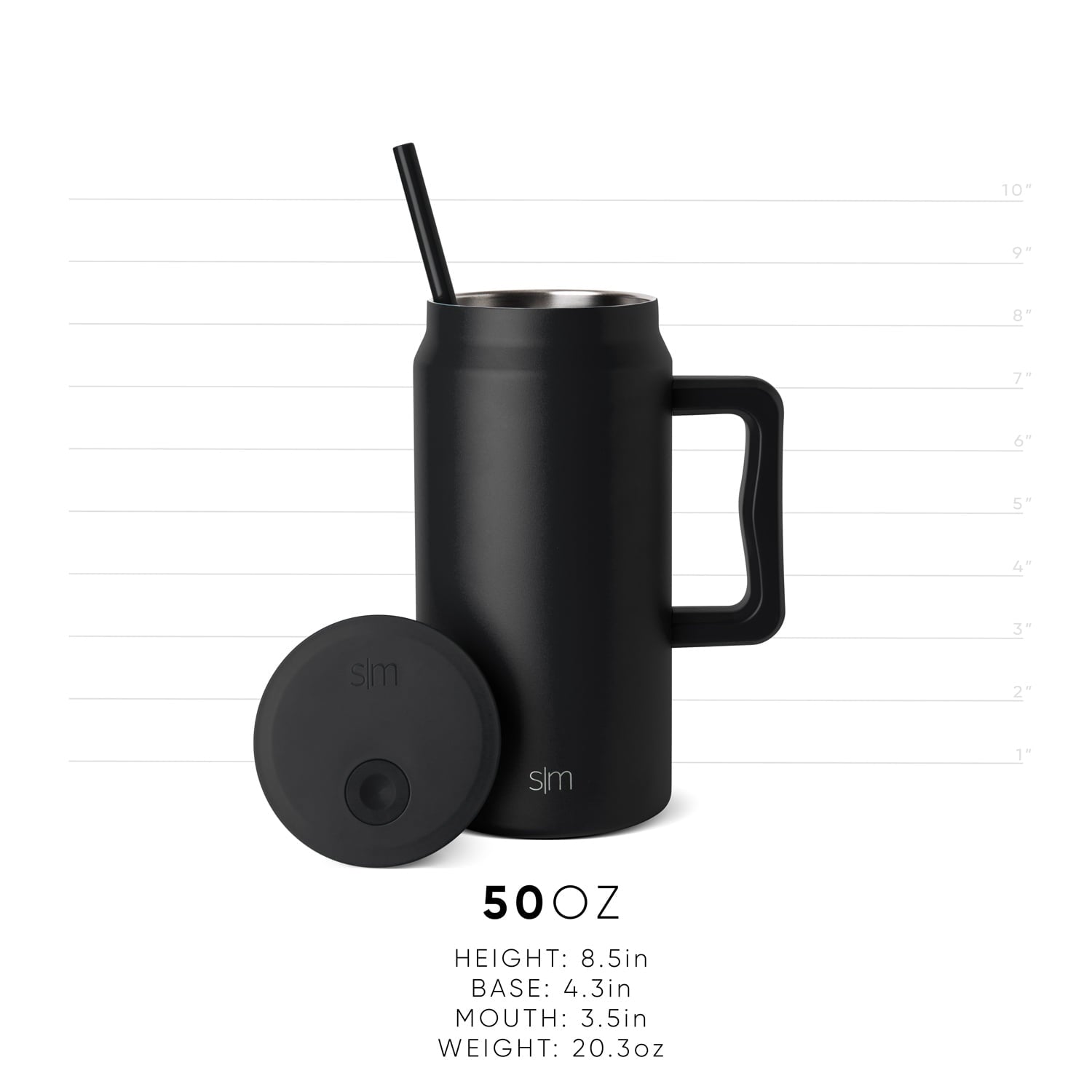 Simple Modern 50 fl oz Insulated Stainless Steel Trek Tumbler with Straw Lid | Midnight Black M406E