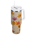 40 oz Insulated Stainless Steel Tumbler Double Wall Stainless Steel Tumbler with 2-Way Drinking Colored Autumn Leaves M452Q