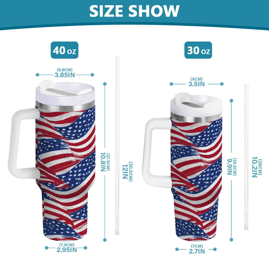 30 oz Insulated Stainless Steel Tumbler Double Wall Stainless Steel Tumbler with 2-Way Drinking Flags Wave Pattern M536J