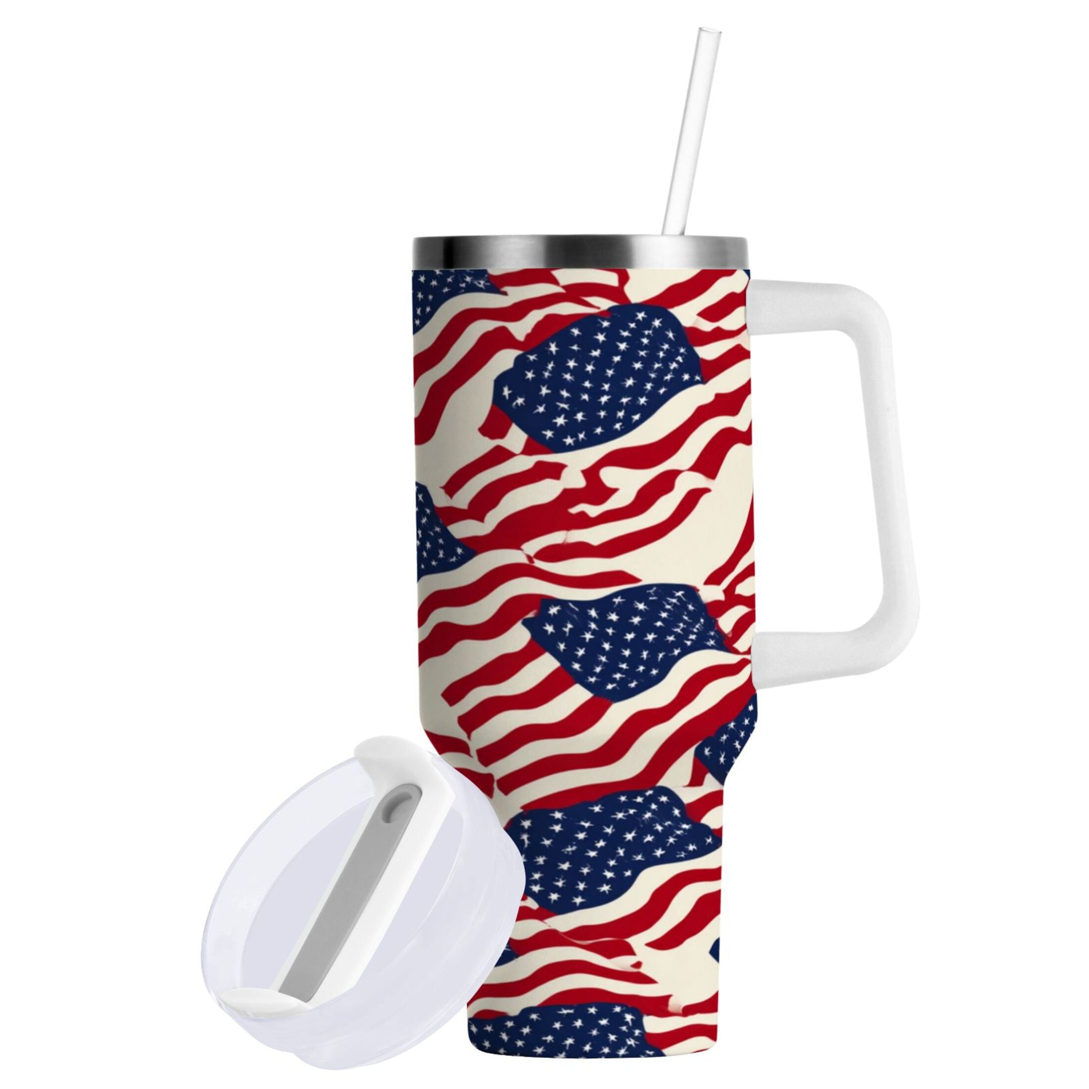 40 oz Insulated Stainless Steel Tumbler Double Wall Stainless Steel Tumbler with 2-Way Drinking Flags Abstract Design M607B