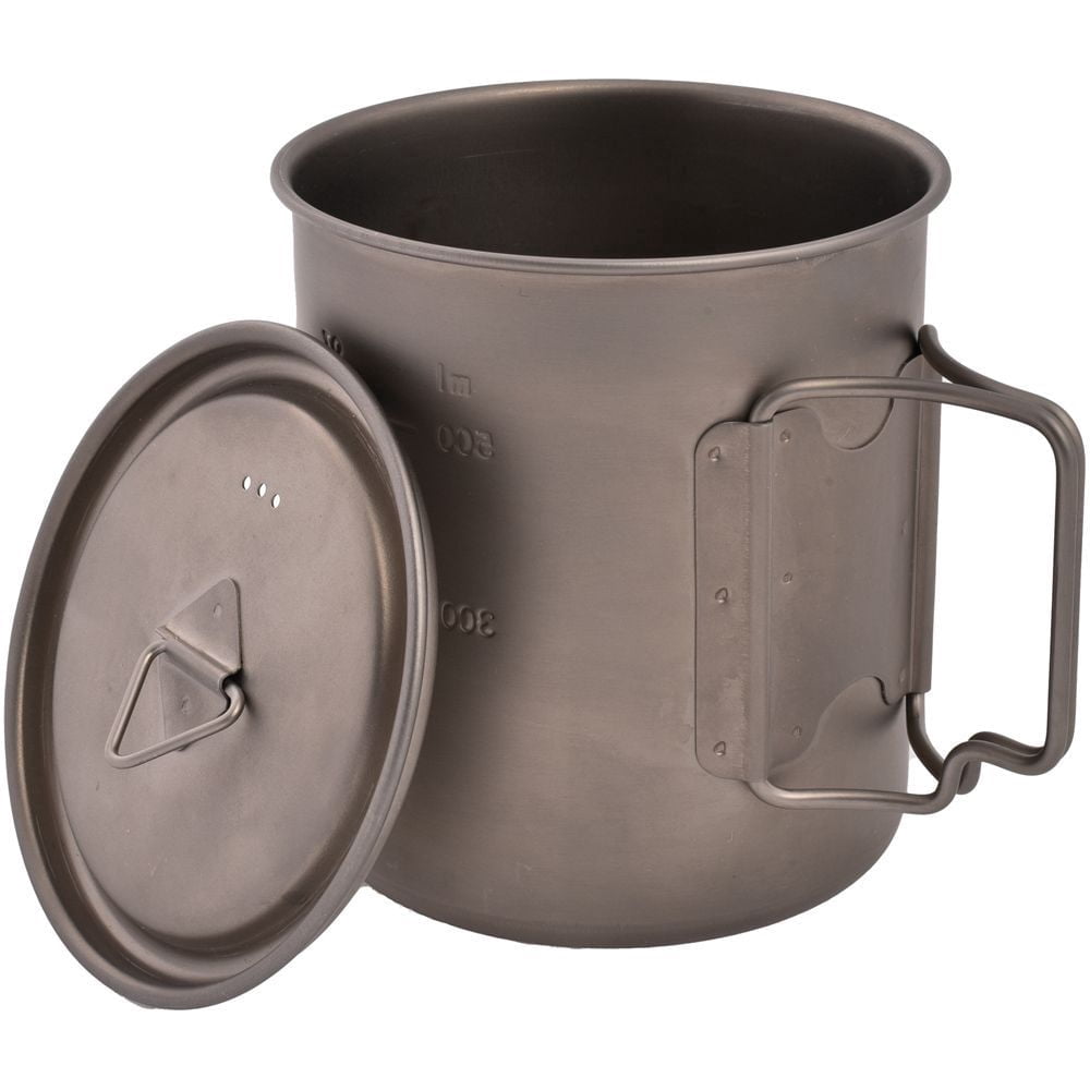 Olicamp Titanium Space Saver Mug with Lid, Nests Nalgene Bottle Inside, Lightweight and Compact, Perfect for Camping and Backpacking, 750mL M193R