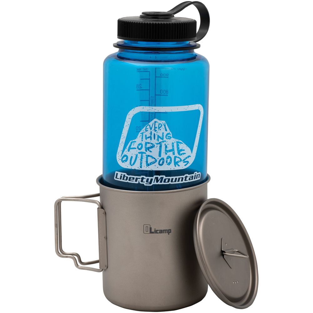 Olicamp Titanium Space Saver Mug with Lid, Nests Nalgene Bottle Inside, Lightweight and Compact, Perfect for Camping and Backpacking, 750mL M193R