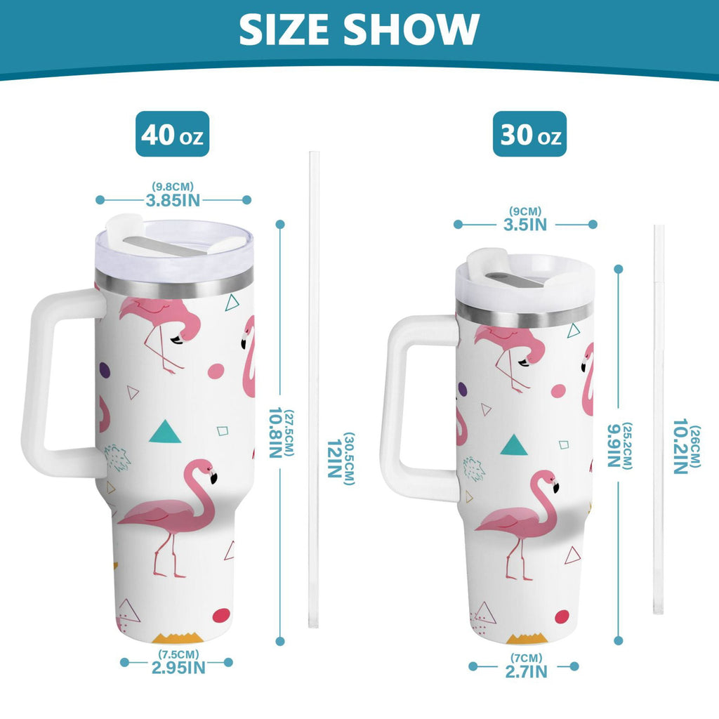 40 oz Insulated Stainless Steel Tumbler Double Wall Stainless Steel Tumbler with 2-Way Drinking Cute Flamingo Pattern M502X
