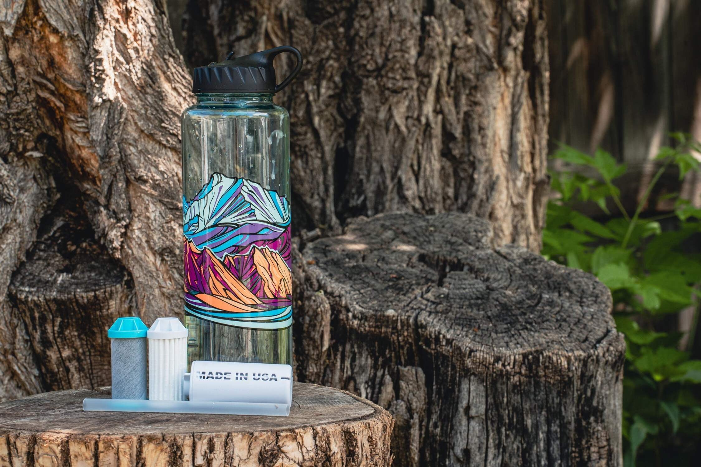 Epic Water Filters Nalgene OG Sustain Tritan USA Made Water Bottle and 75 Gallon Filter - Removes 99.99% of Water Impurities, 32oz, Leggitt Art M192F