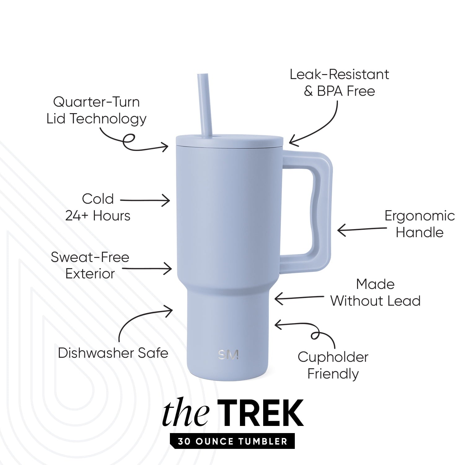 Simple Modern 30 fl oz Insulated Stainless Steel Trek Tumbler with Straw Lid | Seaglass Sage and Cream Checkmate M690P