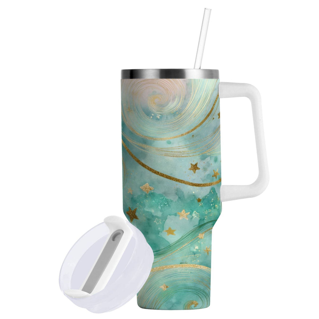 30 oz Insulated Stainless Steel Tumbler Double Wall Stainless Steel Tumbler with 2-Way Drinking Beautiful Swirling Lines M509F