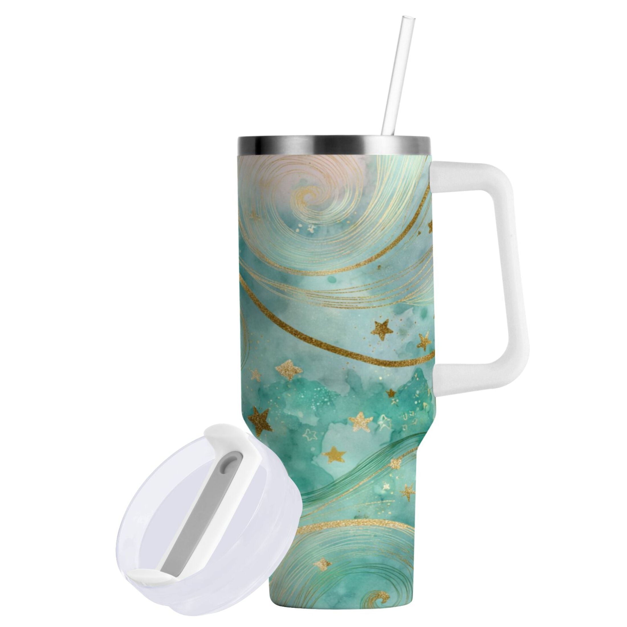 30 oz Insulated Stainless Steel Tumbler Double Wall Stainless Steel Tumbler with 2-Way Drinking Beautiful Swirling Lines M509F
