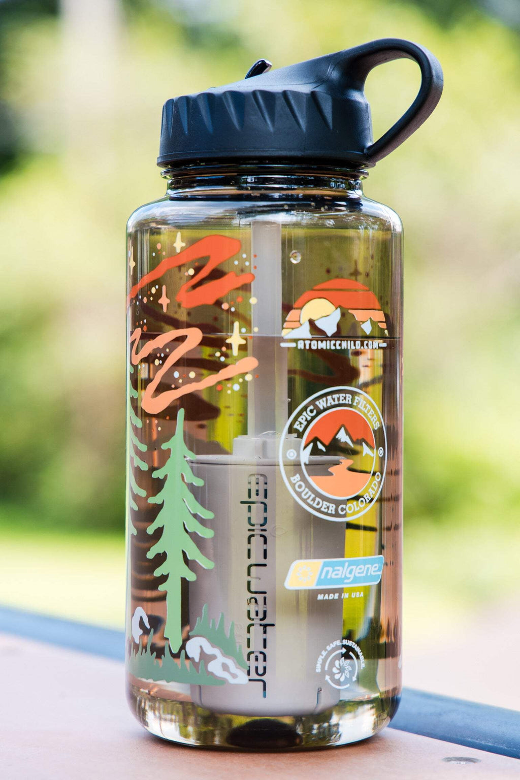 Epic Water Filters Nalgene OG Sustain Tritan USA Made Water Bottle and 75 Gallon Filter - Removes 99.99% of Water Impurities, 32oz, Atomic Child Special Edition M162A