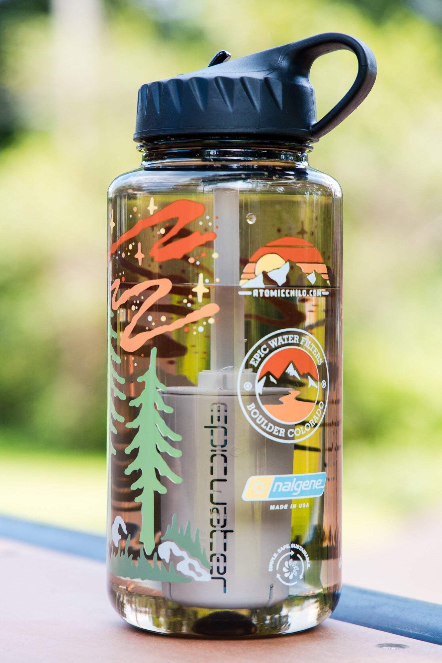 Epic Water Filters Nalgene OG Sustain Tritan USA Made Water Bottle and 75 Gallon Filter - Removes 99.99% of Water Impurities, 32oz, Atomic Child Special Edition M162A