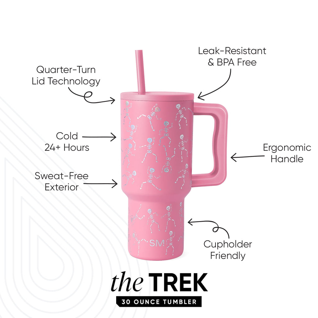 Simple Modern 30 fl oz Insulated Stainless Steel Trek Tumbler with Straw Lid | Seaglass Sage and Cream Checkmate M690P