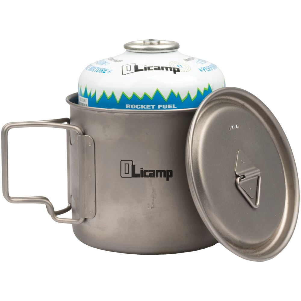 Olicamp Titanium Space Saver Mug with Lid, Nests Nalgene Bottle Inside, Lightweight and Compact, Perfect for Camping and Backpacking, 550mL M194Z