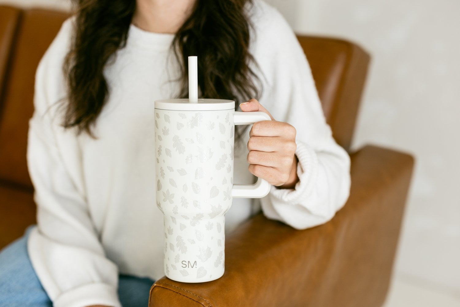 Simple Modern 30 fl oz Insulated Stainless Steel Trek Tumbler with Straw Lid | Seaglass Sage and Cream Checkmate M690P