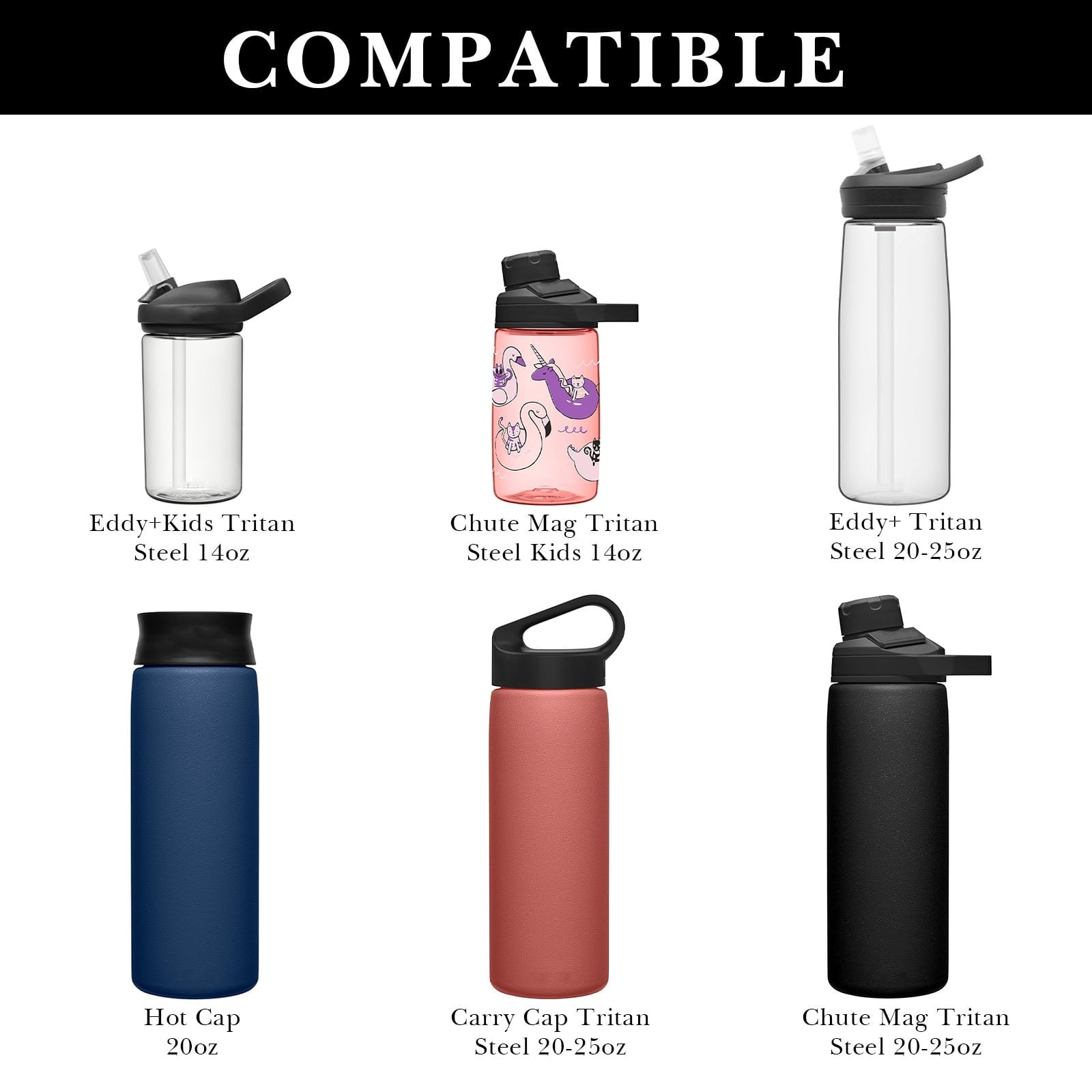 Linkidea 2 Pack Water Bottle Boot Compatible with CamelBak Eddy+20oz/25oz, Chute Mag 20oz/25oz, Carry Cap, Silicone Anti-Slip Bottle Bottom Bumper Protector (Clear White) M389L