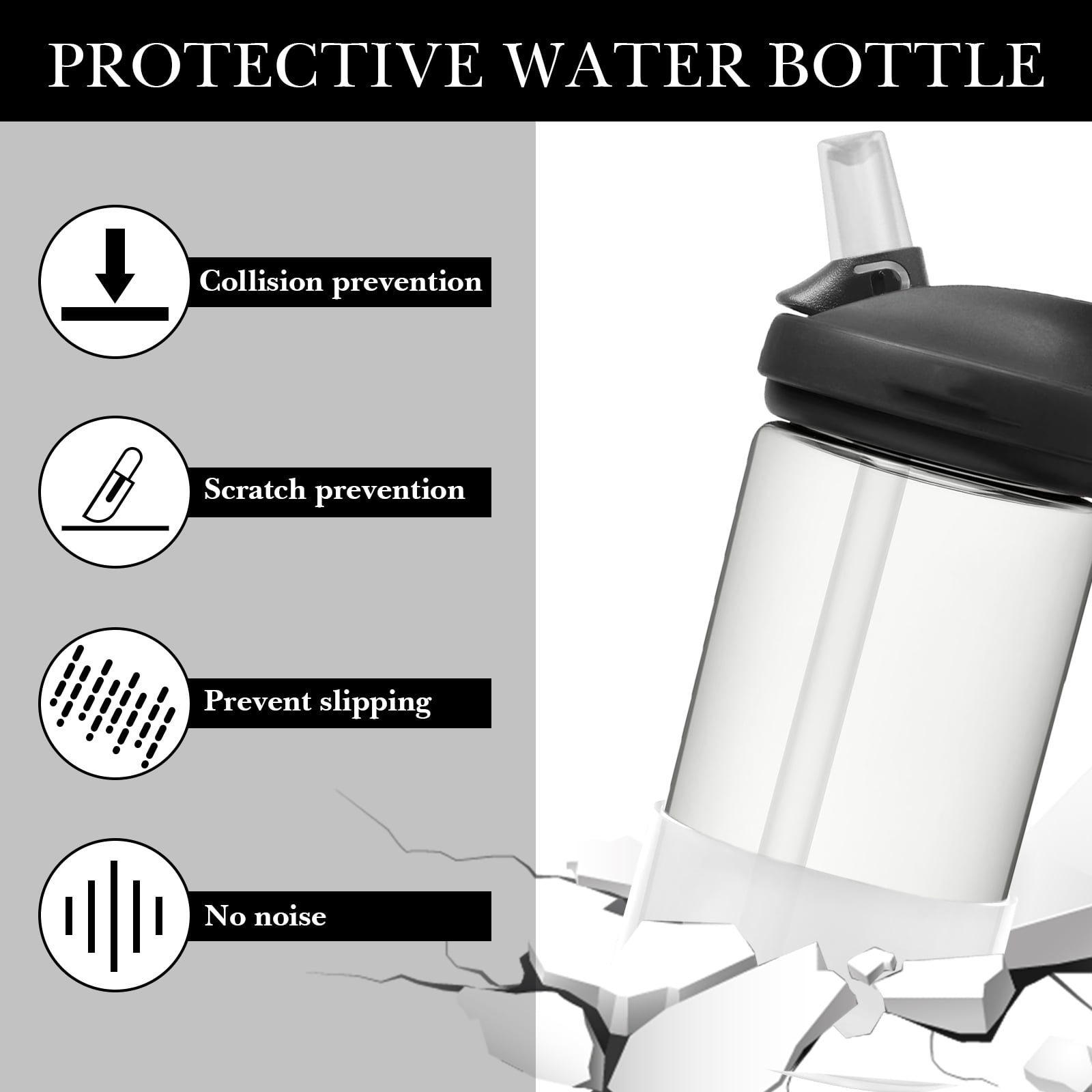 Linkidea 2 Pack Water Bottle Boot Compatible with CamelBak Eddy+20oz/25oz, Chute Mag 20oz/25oz, Carry Cap, Silicone Anti-Slip Bottle Bottom Bumper Protector (Clear White) M389L
